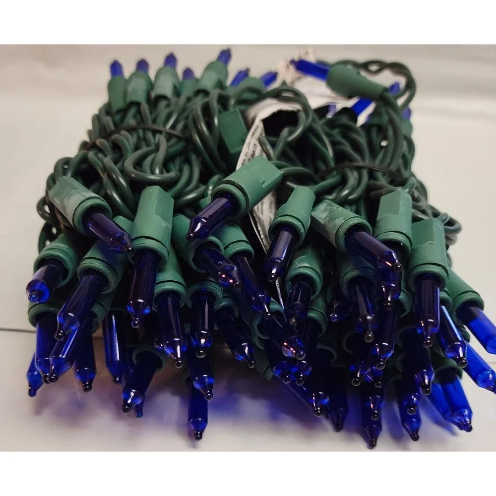 4 Box Holiday Time 100ct Mini Blue String Light 20ft Green Cord Christmas Easter